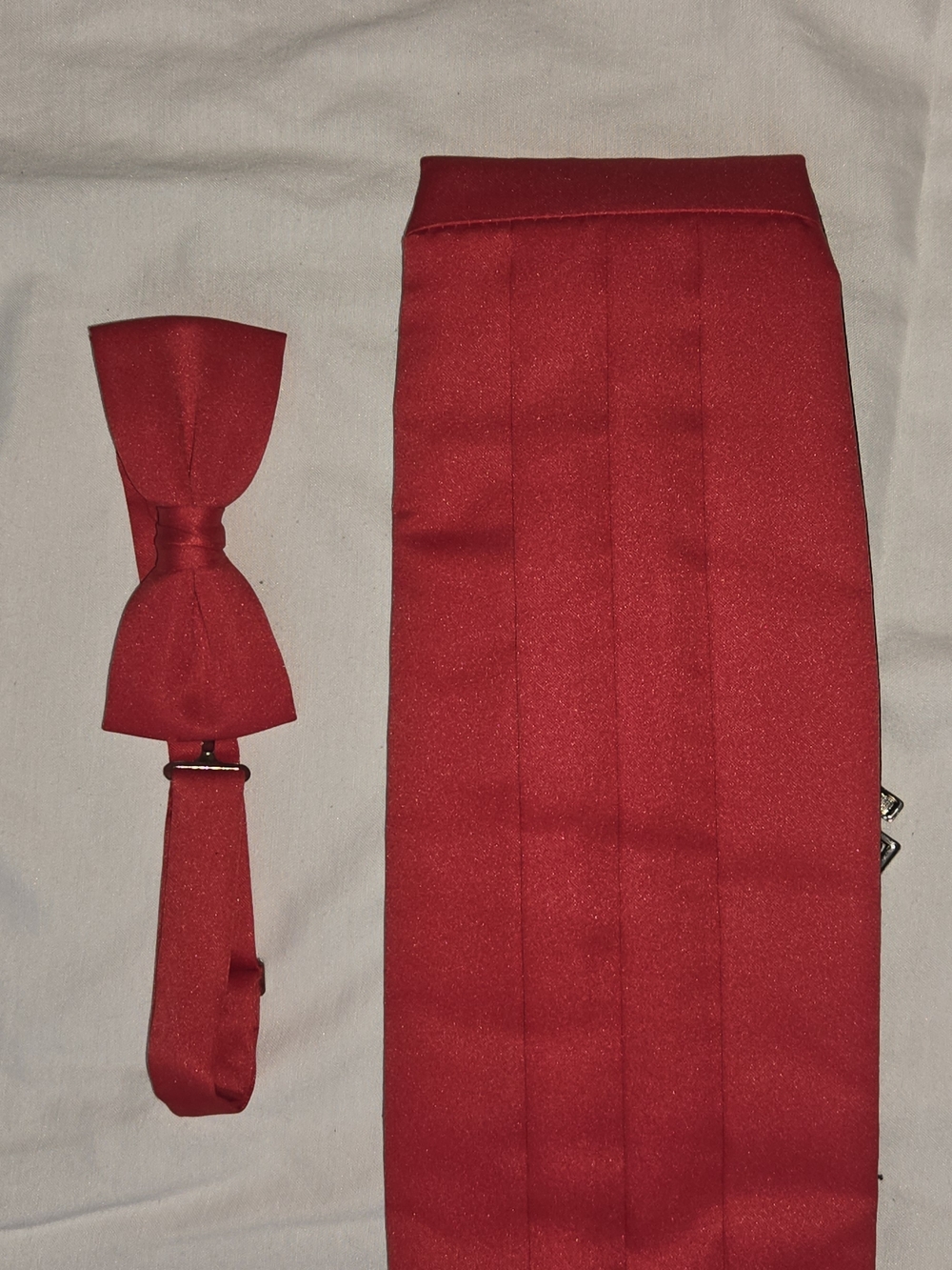 Red Satin Bow Tie and Cummerbund Set
